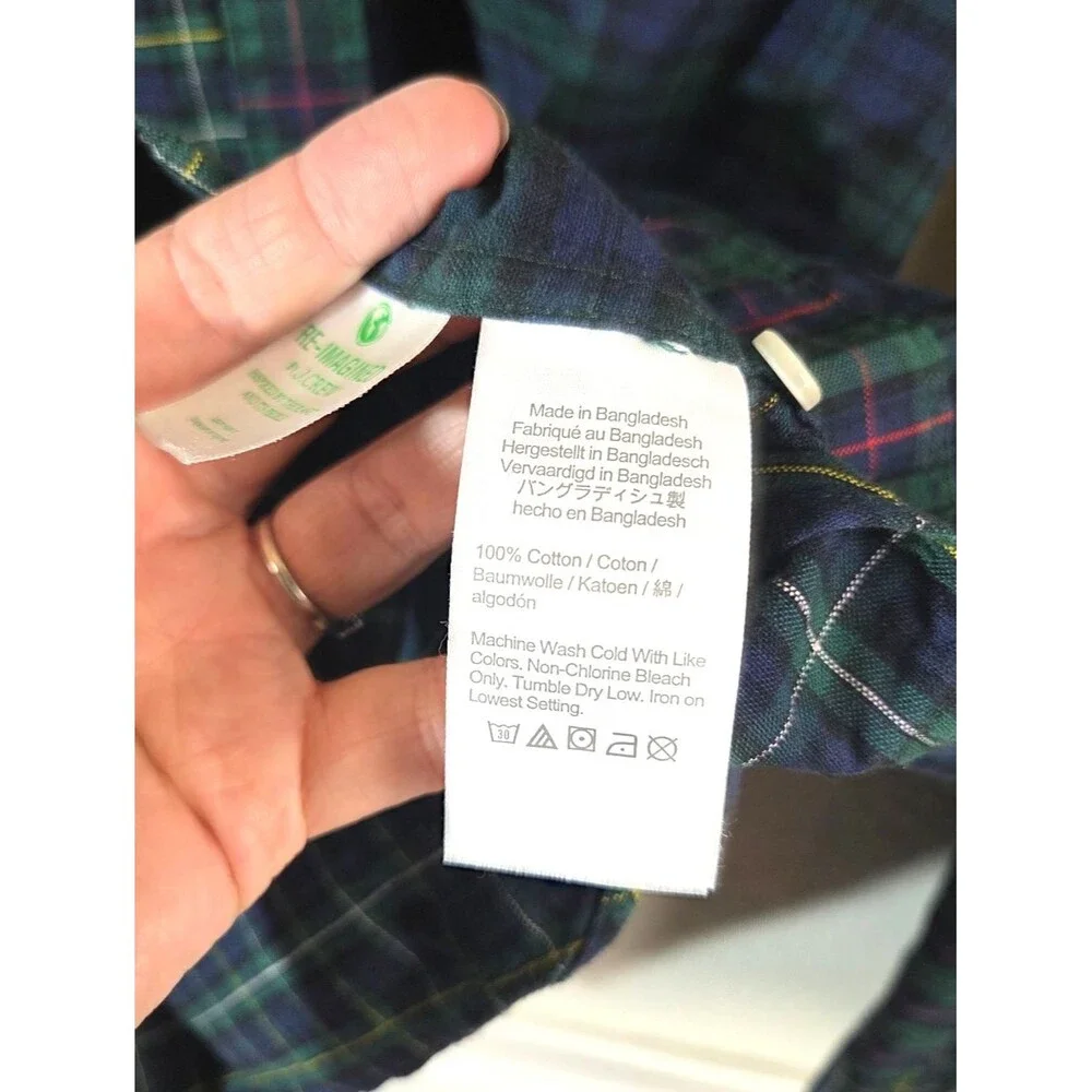 J.Crew Broken In Oxford Shirt Men M Slim Blue Plaid Patchwork Organic Cotton